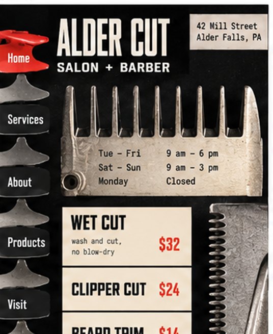 Black and cream salon price list homepage