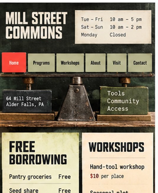 Community pantry homepage on a tool bench